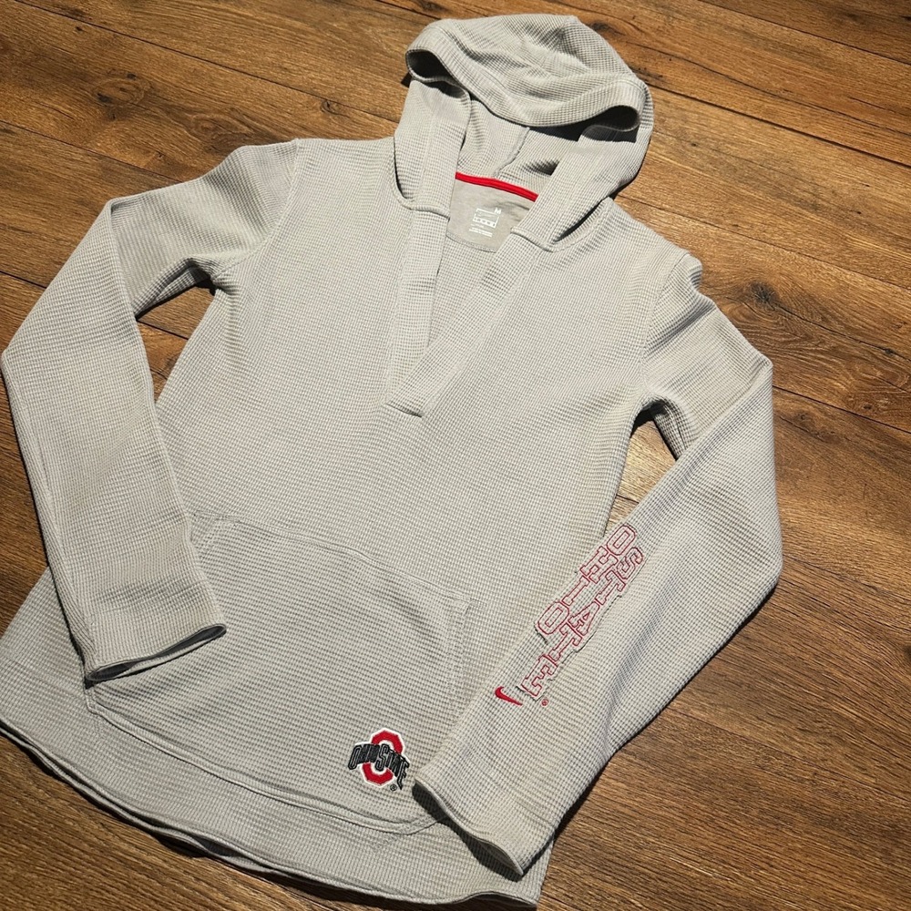 Nike Grey Ohio State Buckeyes Waffle Knit Hoodie Women Size M